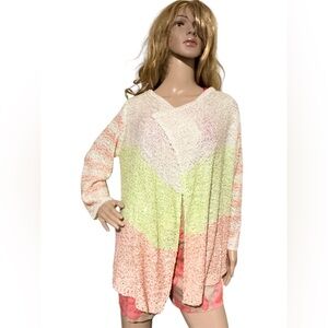 Olivia M Colorful Knit Open Cardigan